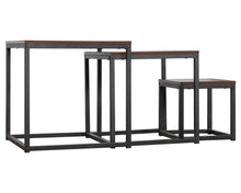 Load image into Gallery viewer, 3 Piece Square Nesting Coffee Tables Set - Walnut &amp; Black