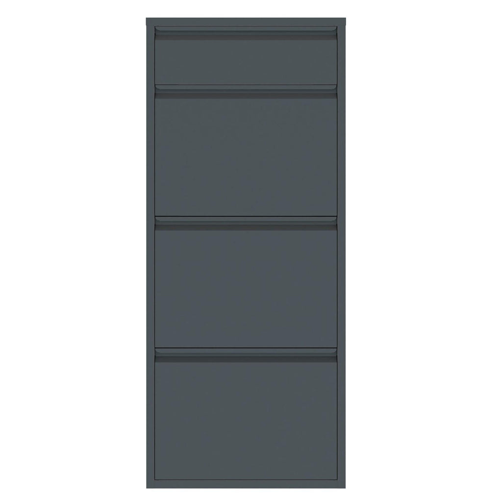 Fraser Country Milan Metal 3 Tier Shoe Cabinet With Storage Slot- Dark Grey