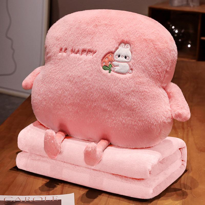 COMFEYA 2-in-1 Soft Plush Blanket Pillow - Pink