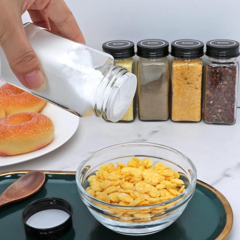 STORFEX 24-Pack 120ml Glass Spice Jars with Labels - Black