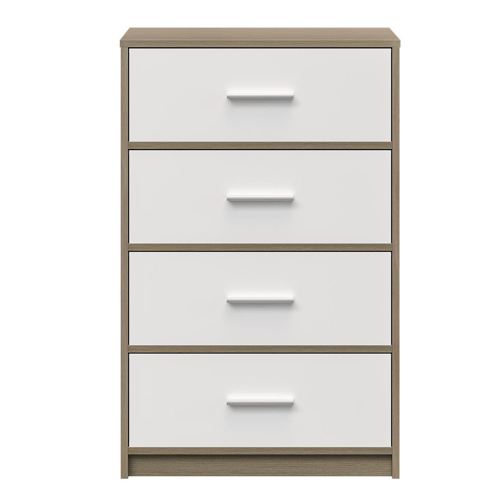 Fraser Country: Lada Home 4 Drawer Storage Dresser - Grey & White With Silver Handle