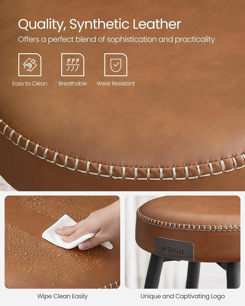 VASAGLE Ekho Collection Bar Stools Set of 2 - Caramel Brown