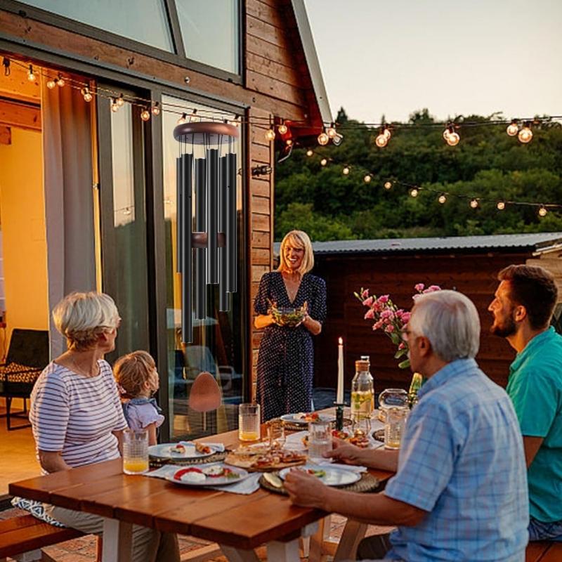 GREENHAVEN 37" Large Aluminium Wind Chime - Black