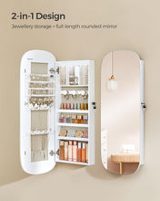 Load image into Gallery viewer, SONGMICS LED Jewelry Cabinet Wall or Door Mounted Mirror - White Surface with Greige Lining