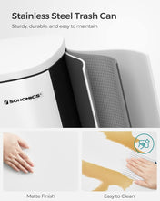 Load image into Gallery viewer, SONGMICS Stainless Steel Rubbish Bin - White (50L)