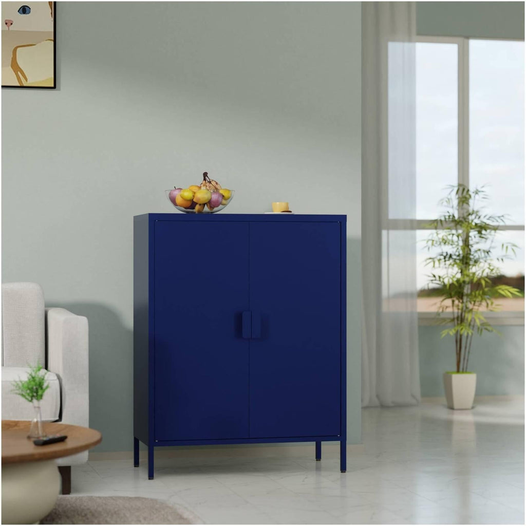Fraser Country: Milan Metal Storage Cabinet 2 Swing Doors - Navy Blue