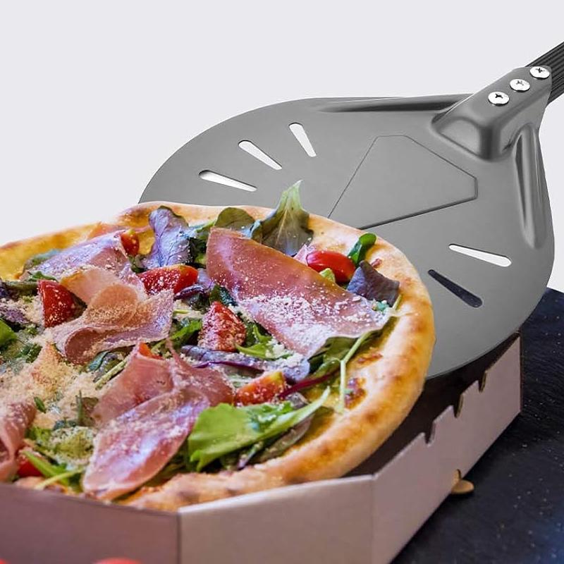 OZZYCOOK Round Aluminum Perforated Pizza Paddle