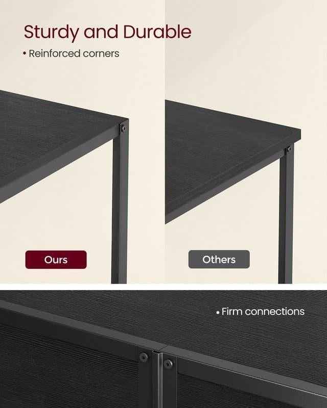 Vasagle 1.8M Large Television Stand With Shelves - Black with Wood Grain