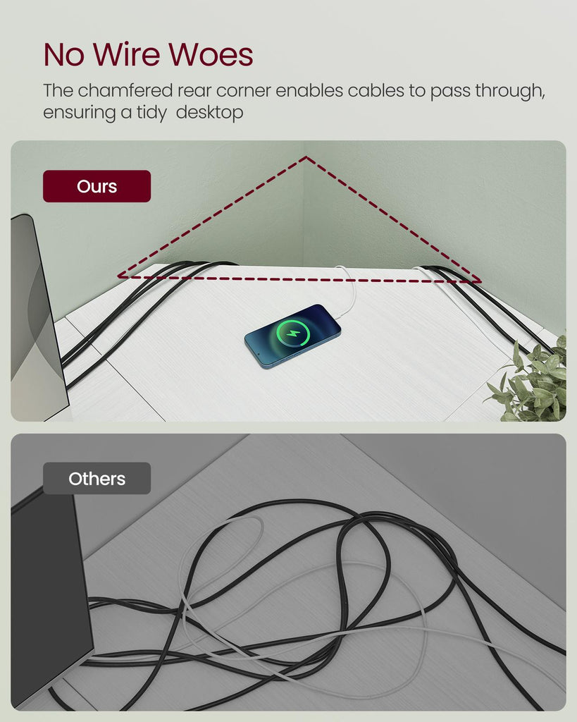 Vasagle L-Shaped Computer Desk - White