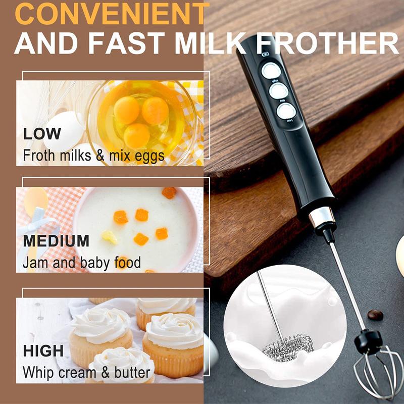 Handheld Electric Milk Frother - Black