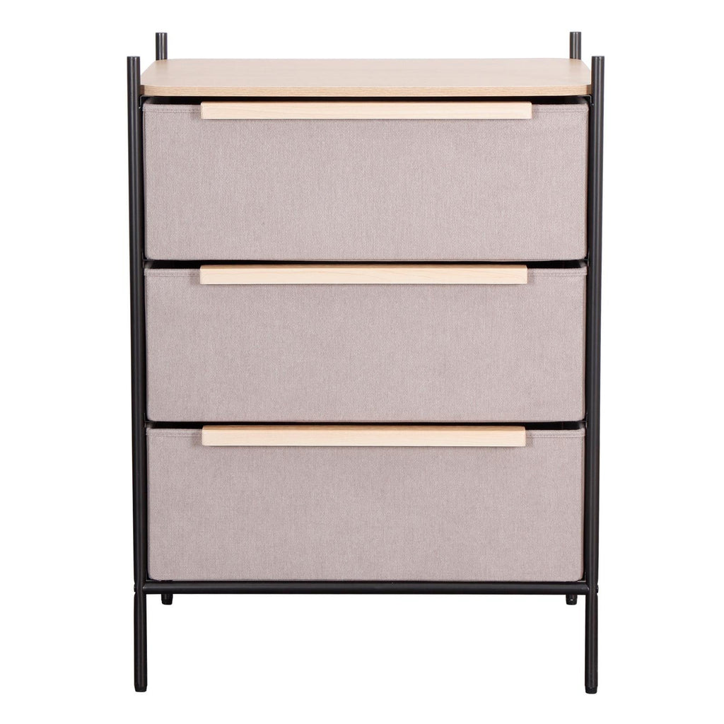 Fraser Country 3 Drawer Byra Dresser - Light Grey & Black