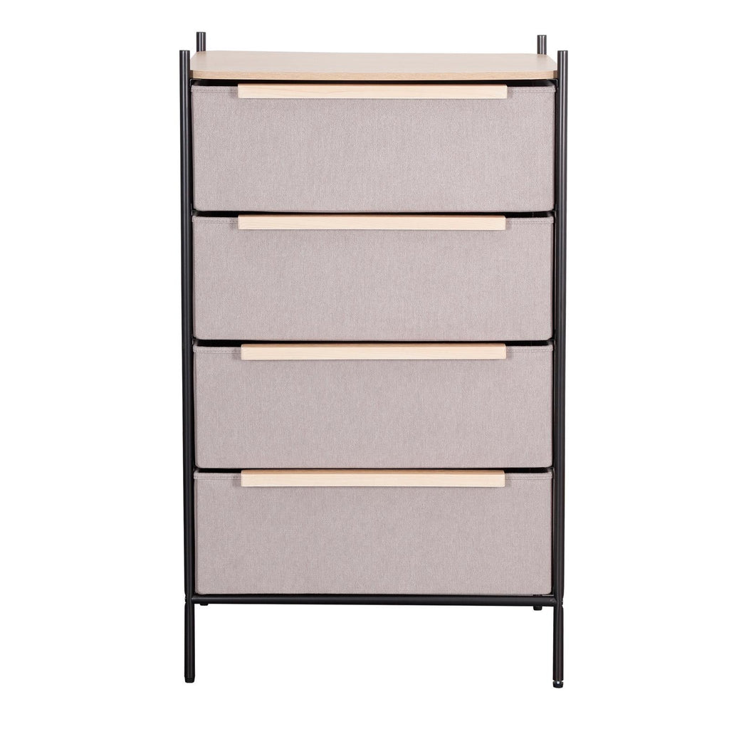 Fraser Country 4 Drawer Byra Dresser - Light Grey & Black