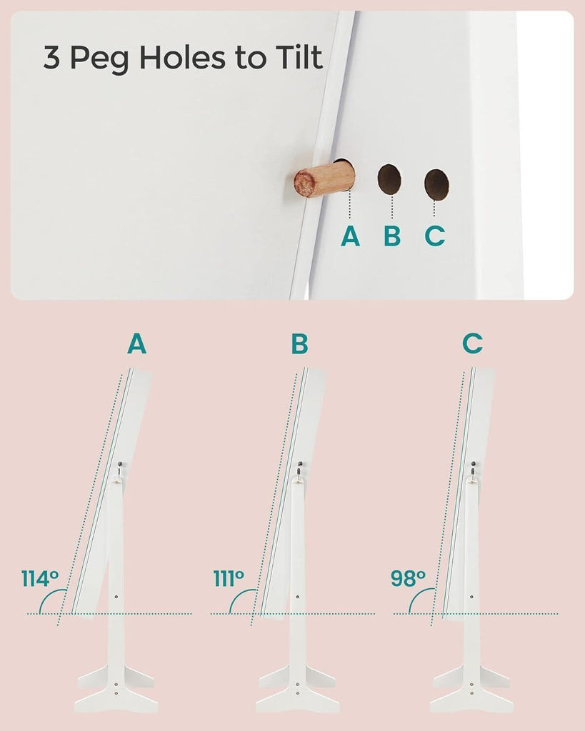 SONGMICS Standing Mirror Jewellery Cabinet - White