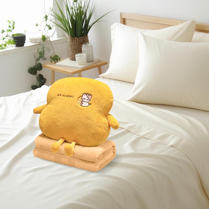 COMFEYA 2-in-1 Soft Plush Blanket Pillow - Yellow