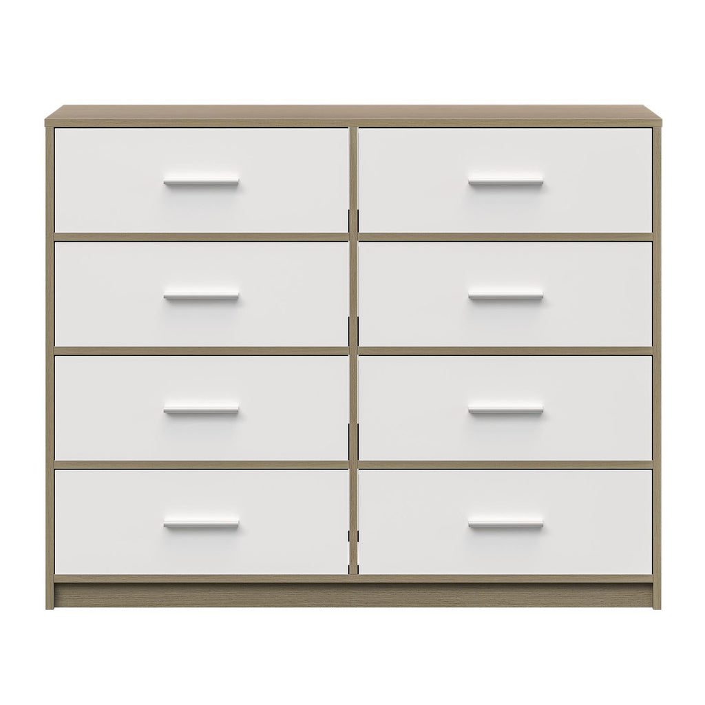 Fraser Country: Lada Home 8 Drawer Storage Dresser - Grey & White With Silver Handle