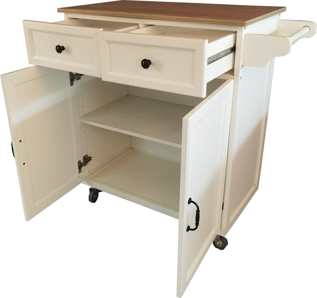 Fraser Country Wooden Kitchen Trolley with 2 Drawer & 2 Door