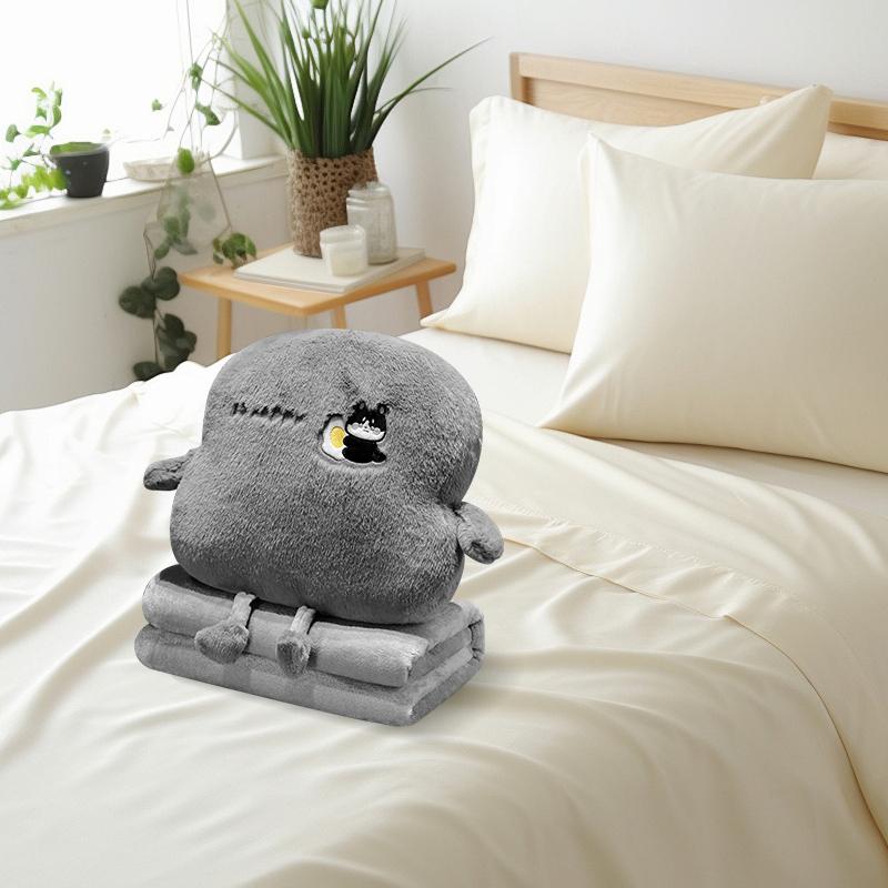 COMFEYA 2-in-1 Soft Plush Blanket Pillow - Grey