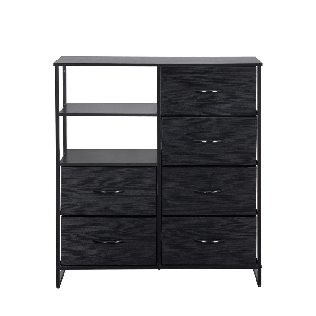 Ovela 6 Drawer Storage Chest With Shelf - Nordic Black