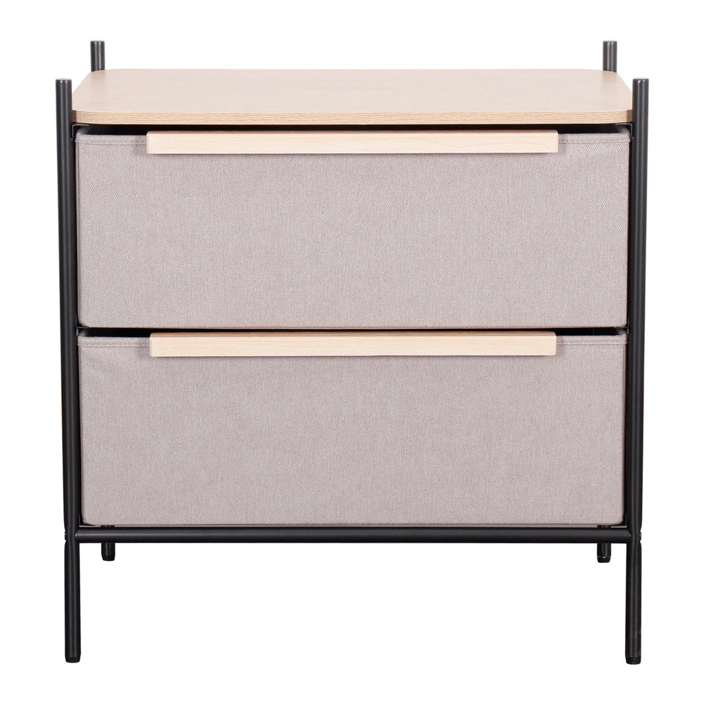Fraser Country 2 Drawer Byra Nightstand - Light Grey & Black