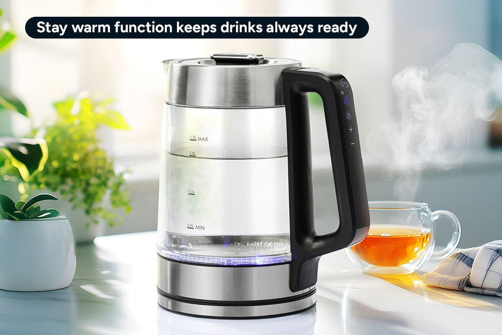 Kogan SmarterHome(TM) 1.7L Double Wall Glass Smart Kettle (Stainless Steel)