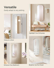 Load image into Gallery viewer, SONGMICS LED Jewelry Cabinet Wall or Door Mounted Mirror - White Surface with Greige Lining