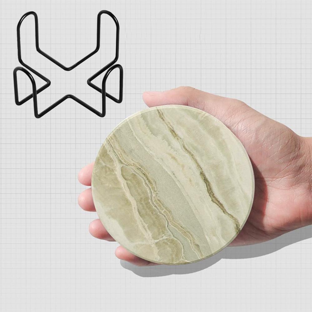 COOKOZZY Absorbent Drink Coasters with Holder - Set of 6