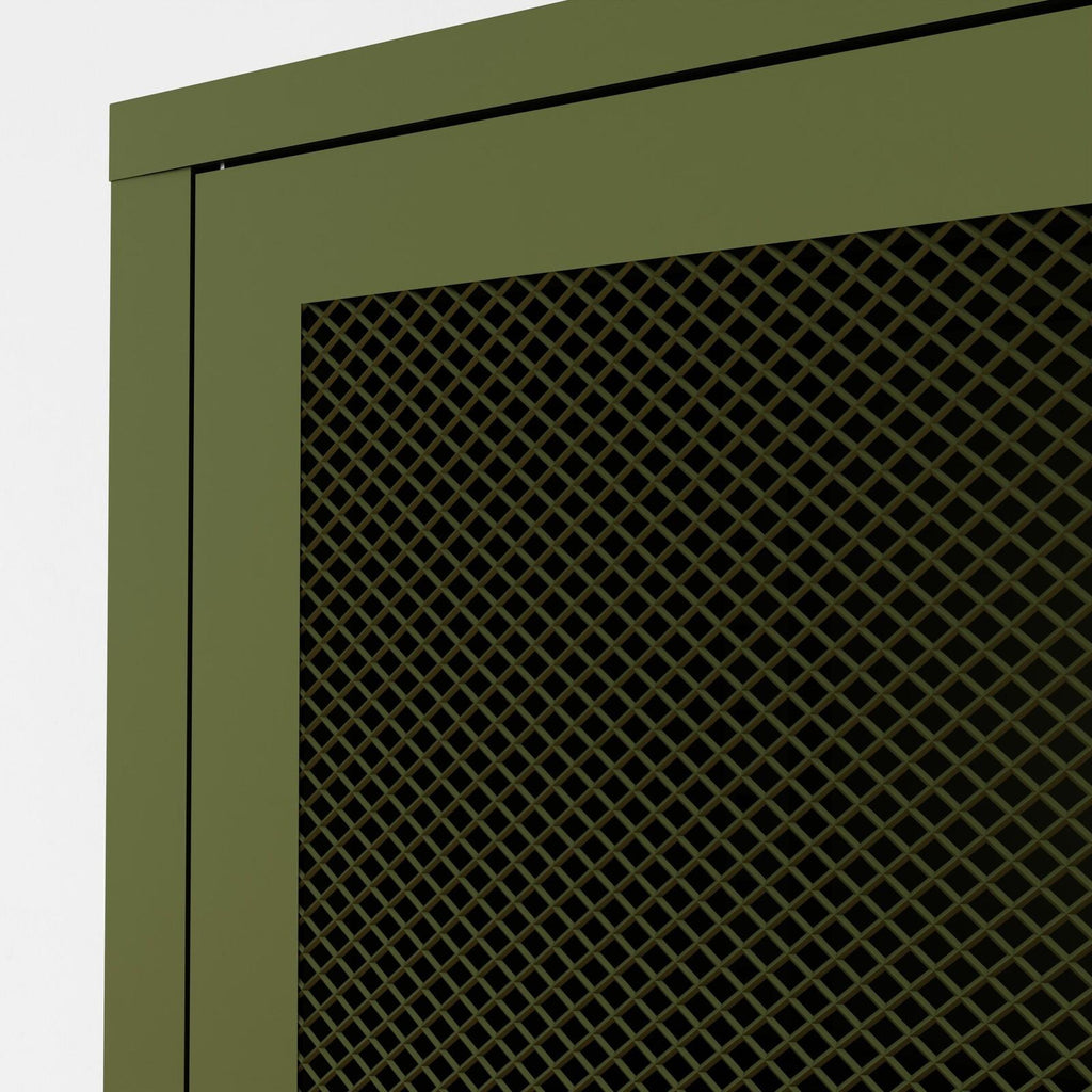 Fraser Country Milan Metal Cabinet Two Mesh Doors - Olive Green