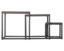 Load image into Gallery viewer, 3 Piece Square Nesting Coffee Tables Set - Walnut &amp; Black