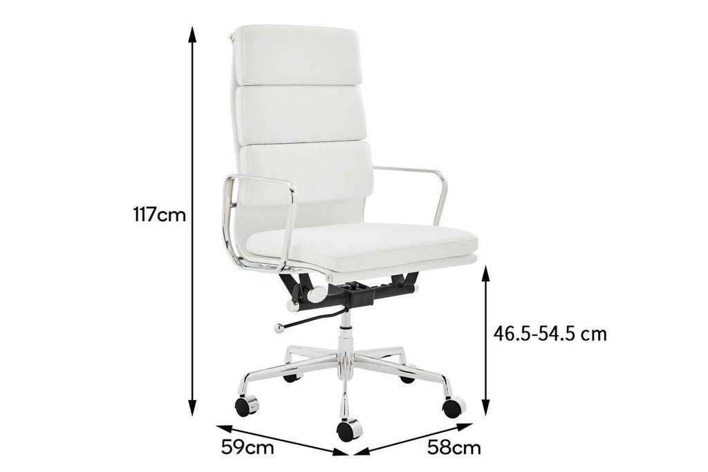 Matt Blatt Replica Eames Group Standard Aluminium Padded High Back Office Chair (White)
