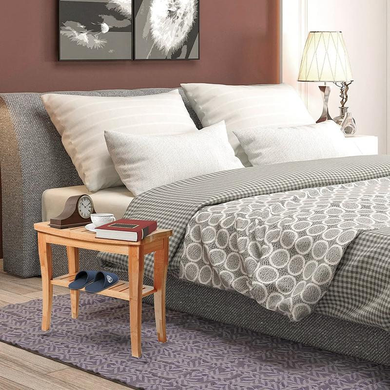 STORFEX 2-Tier Bamboo Shower Stool