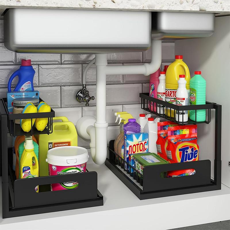STORFEX 2 Pack Under Sink Organizer - Black