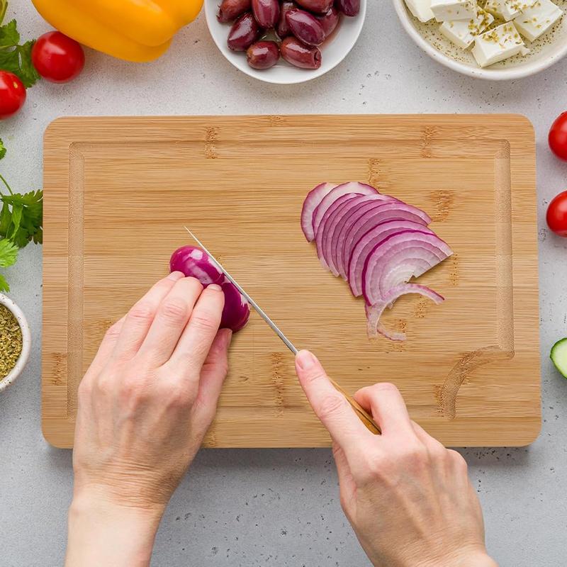 OZZYCOOK 3-Pack Bamboo Cutting Boards for Kitchen Prep and Serving