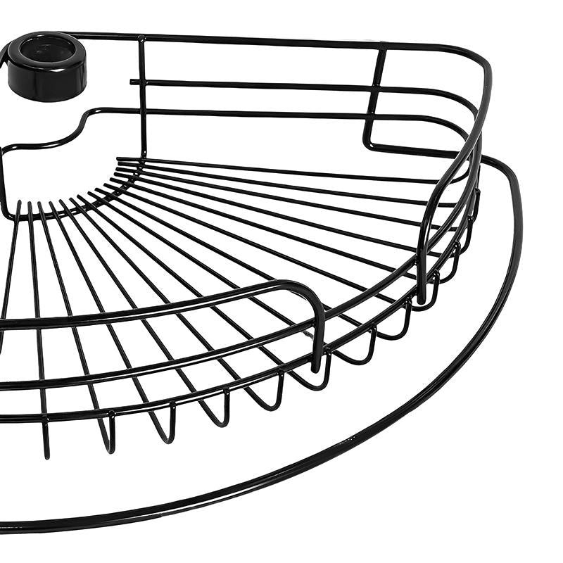 STORFEX Rust-Resistant Corner Shower Caddy with Towel Bar and Hooks - Black