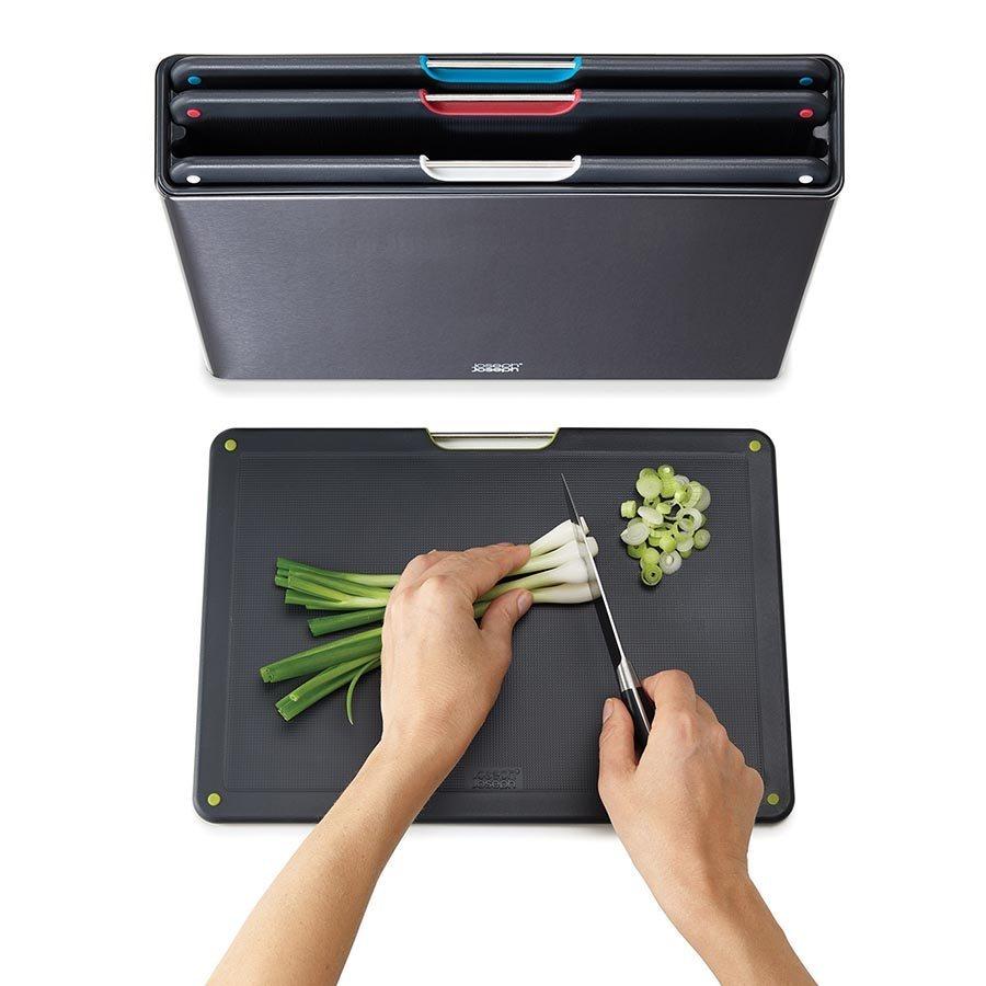 Joseph Joseph: Folio Steel 4 Piece Chopping Board Set - Carbon Black