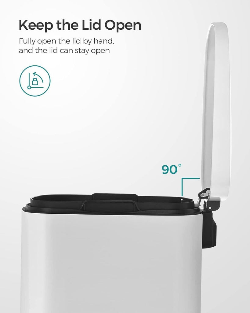 SONGMICS Stainless Steel Rubbish Bin - White (50L)