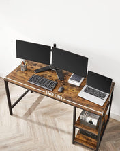 Load image into Gallery viewer, Vasagle 55&quot; Computer Desk with 2 Shelves - Rustic Brown