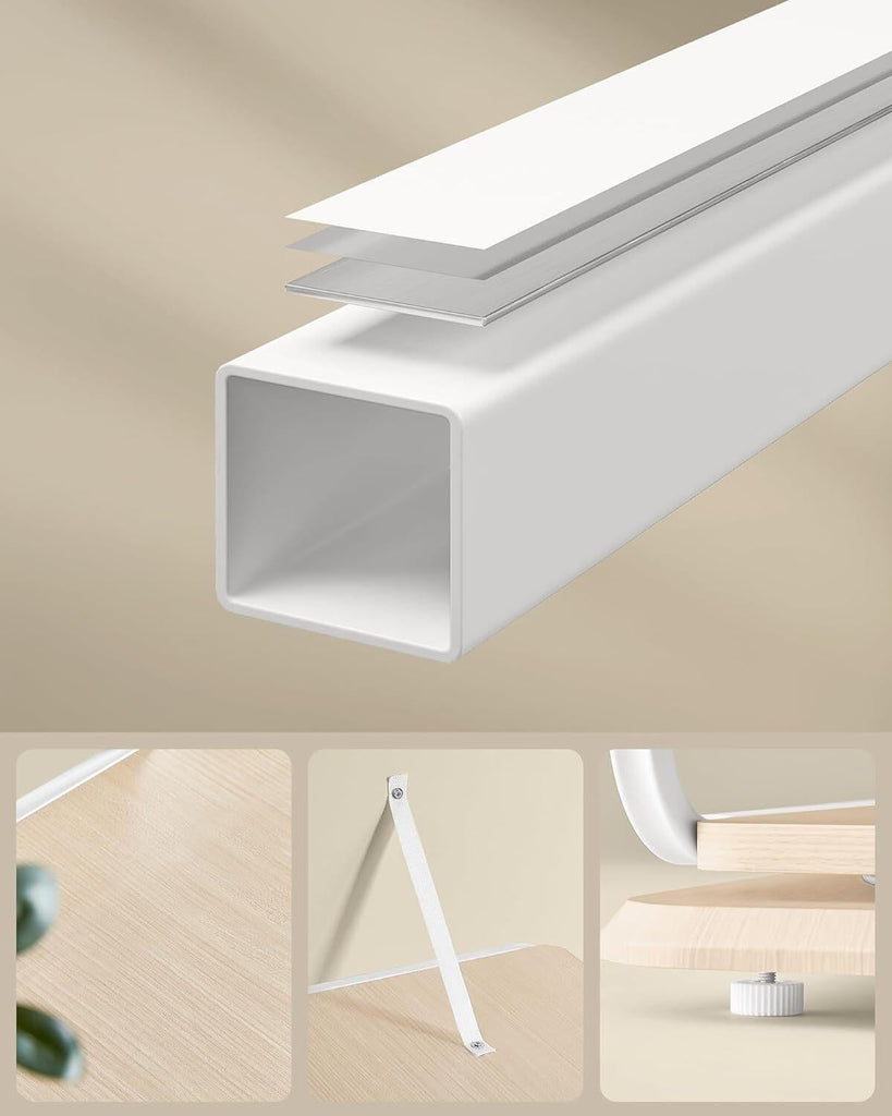 VASAGLE 4-Tier Rotating Bookshelf with Bookends - Natural Beige & Cloud White