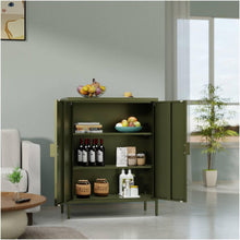 Load image into Gallery viewer, Fraser Country: Milan Metal Storage Cabinet 2 Swing Doors - Olive Green