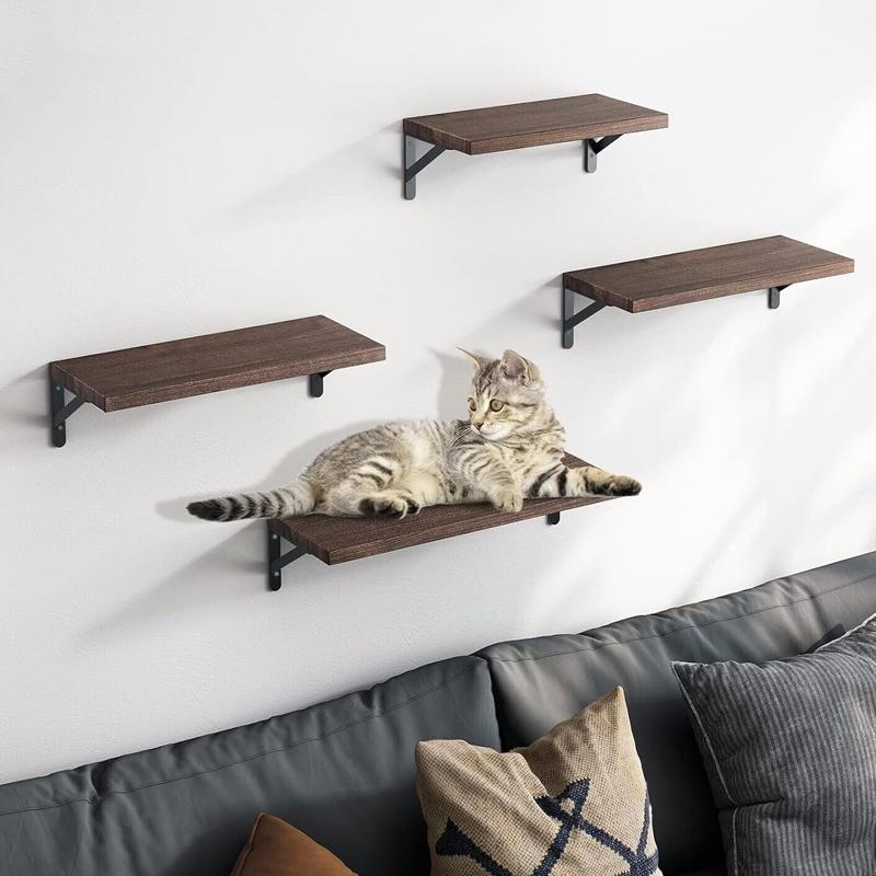 STORFEX Wooden Wall Mounted Floating Shelves - 4 Pack - Brown