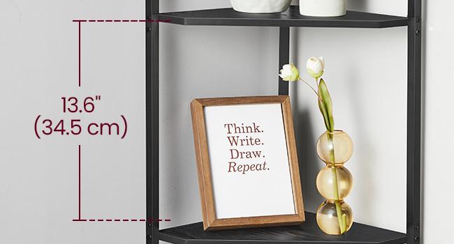 VASAGLE 5-Tier Corner Shelf with Storage - Black