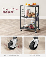 Load image into Gallery viewer, VASAGLE 3 Tier Metal Frame Kitchen Trolley - Ebony Black