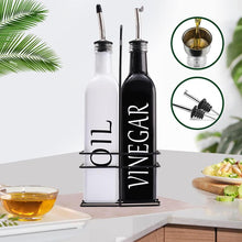 Load image into Gallery viewer, COOKOZZY Oil and Vinegar Glass Dispenser Bottles - White + Black