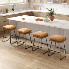 Load image into Gallery viewer, VASAGLE Set of 2 Bar Stools with Cushion and Sled Base - Caramel Brown