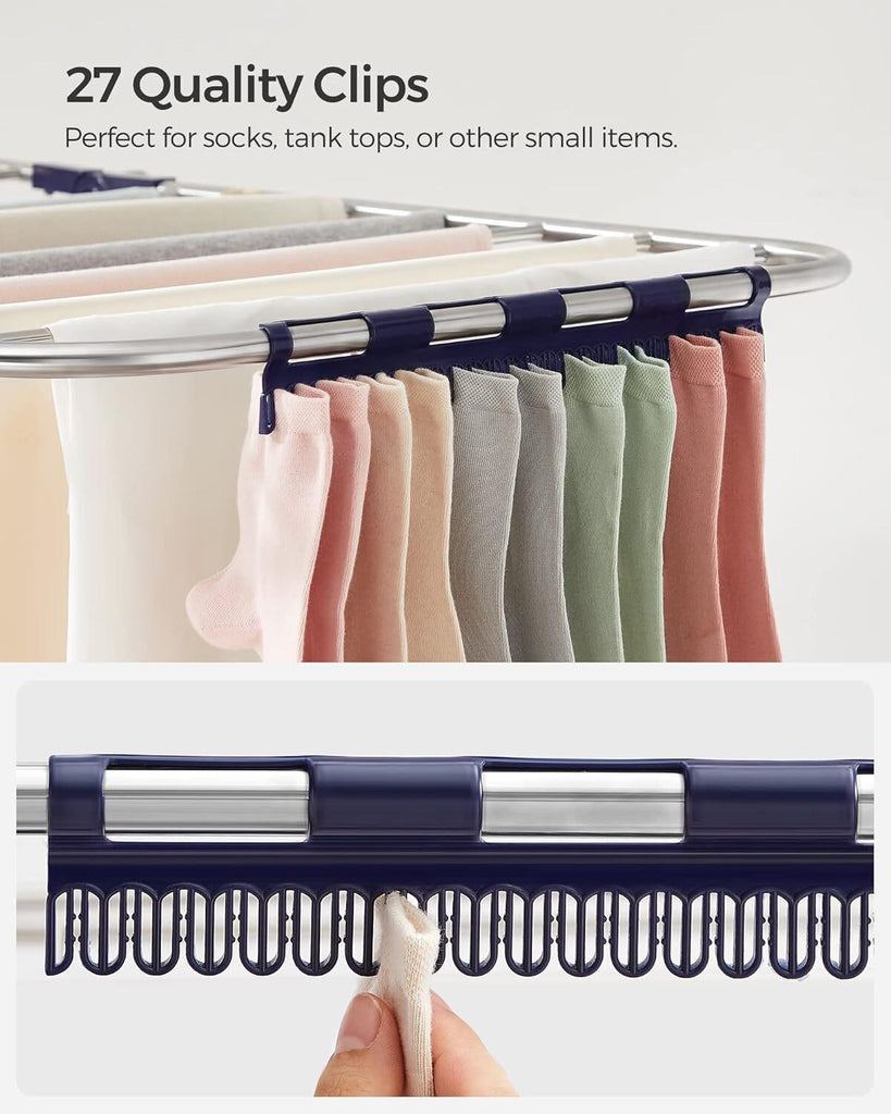 SONGMICS Free-Standing Foldable 2-Level Laundry Drying Rack