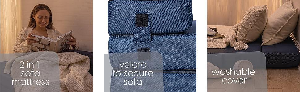 Fraser Country: Single - Tri-Fold Foam Folding Mattress and Sofa Bed (Navy)