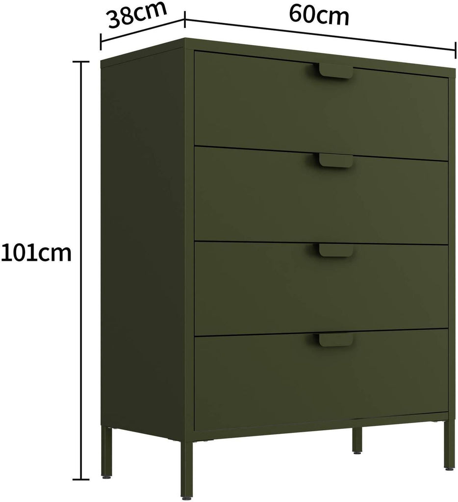 Fraser Country: Milan Metal Storage 4 Drawers - Olive Green