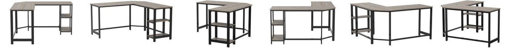 Vasagle L-Shaped Computer Desk with Shelves - Greige+Black