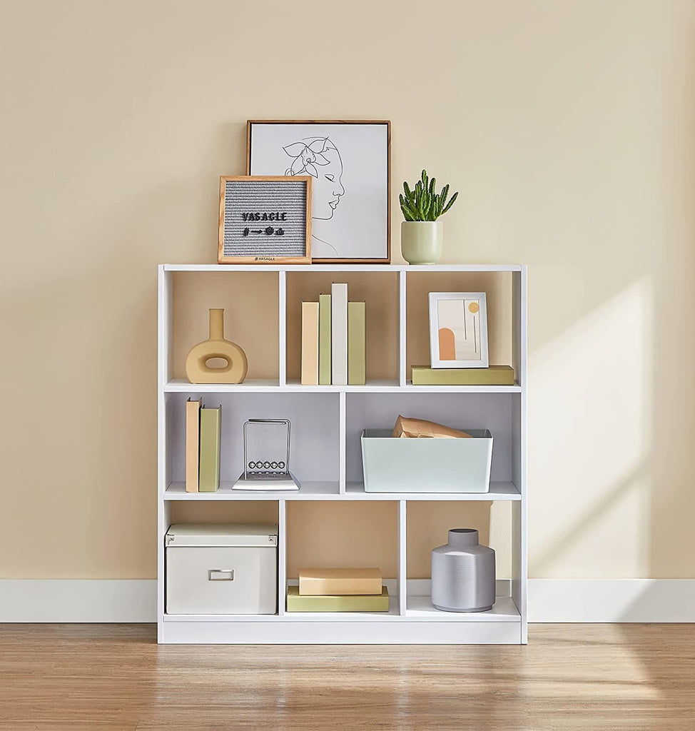 Vasagle Wooden Free Standing Bookcase with Open Cubes and Shelves - White