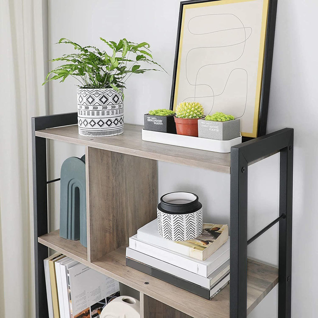Vasagle : 4 Tiers Home Office Book Shelf - Greige and Black