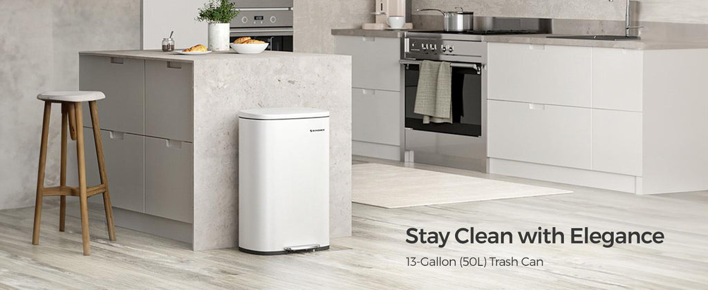 SONGMICS Stainless Steel Rubbish Bin - White (50L)